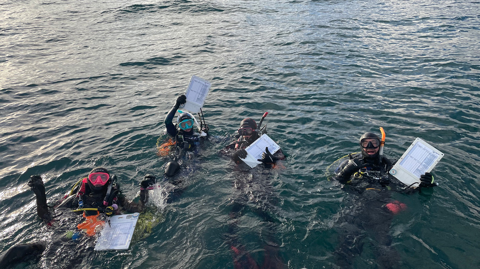 Coral Sea Scuba divers entering the water on a Southern Oregon Coast dive charter